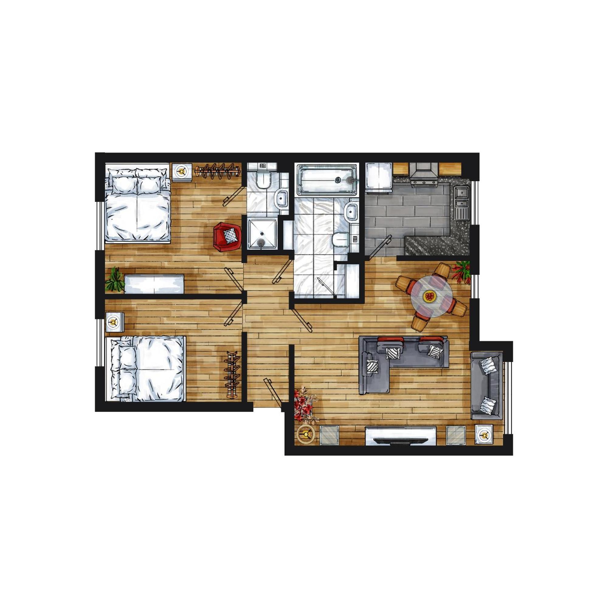 Apartment Skyline Haven - Modern 2br Free Parking & 4ktv *