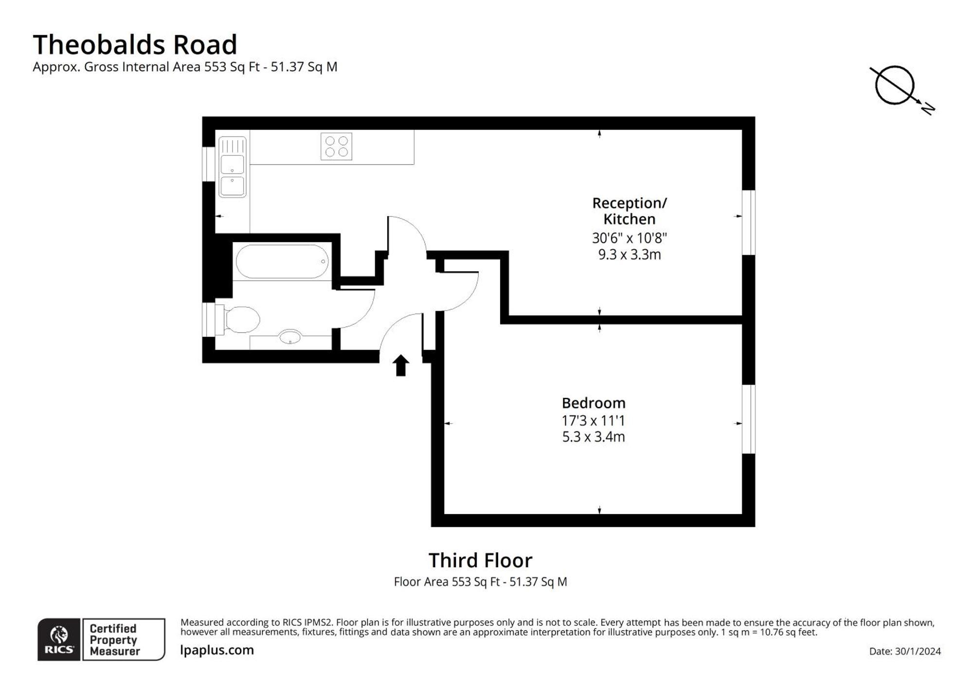 Large 1 Bedroom In Center Of 3 Apartment