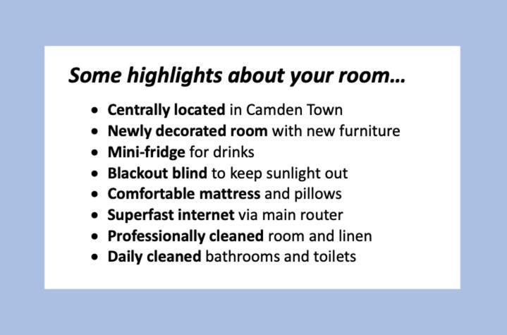 Stylish 1-minute Walk To Camden Town Metro, Shops, Cafes, Bars & Restaurants With Shared Bathrooms Rum i privatbostad *
