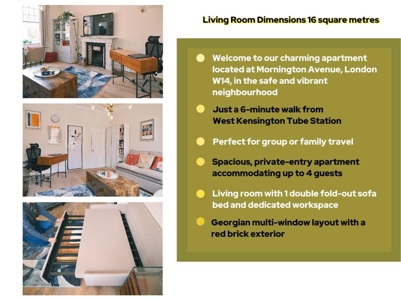 Kensington 1b1b With Sofa Double Bed Max 4 Guests Lejlighed *