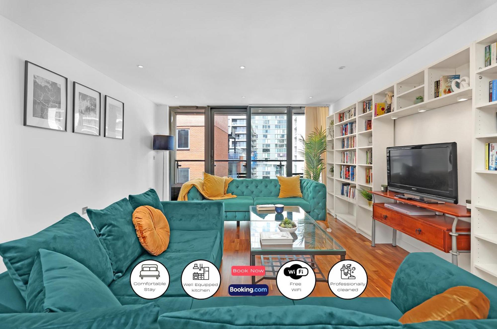 Spacious 2-bed Short Term & Flexible Renting Canary Wharf!