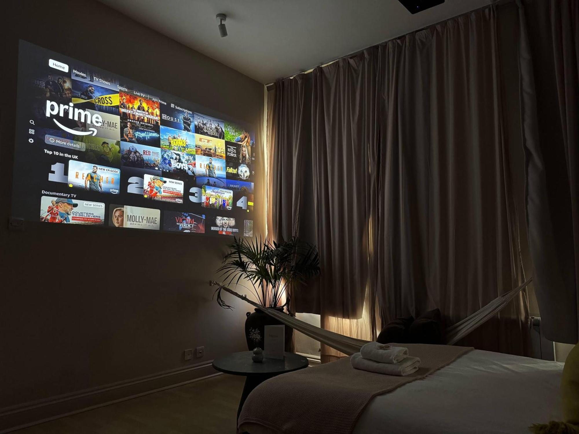 Shoreditch Loft W 100inch Cinema, Premium Mattress & Hammock, By The Design Traveller
