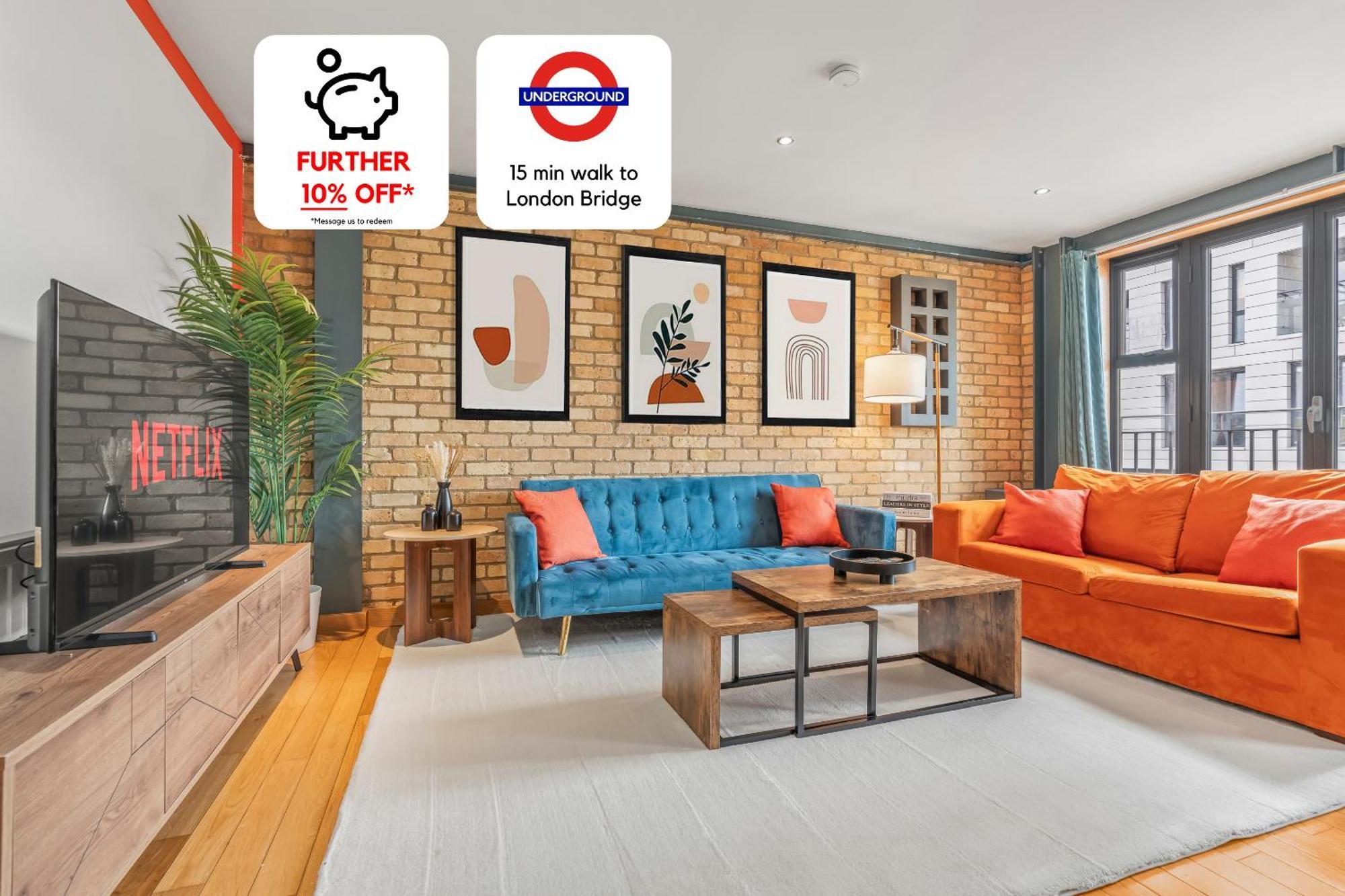 Appartement Modern And Industrial 2 Bed - Close To London Bridge, Sleeps 6