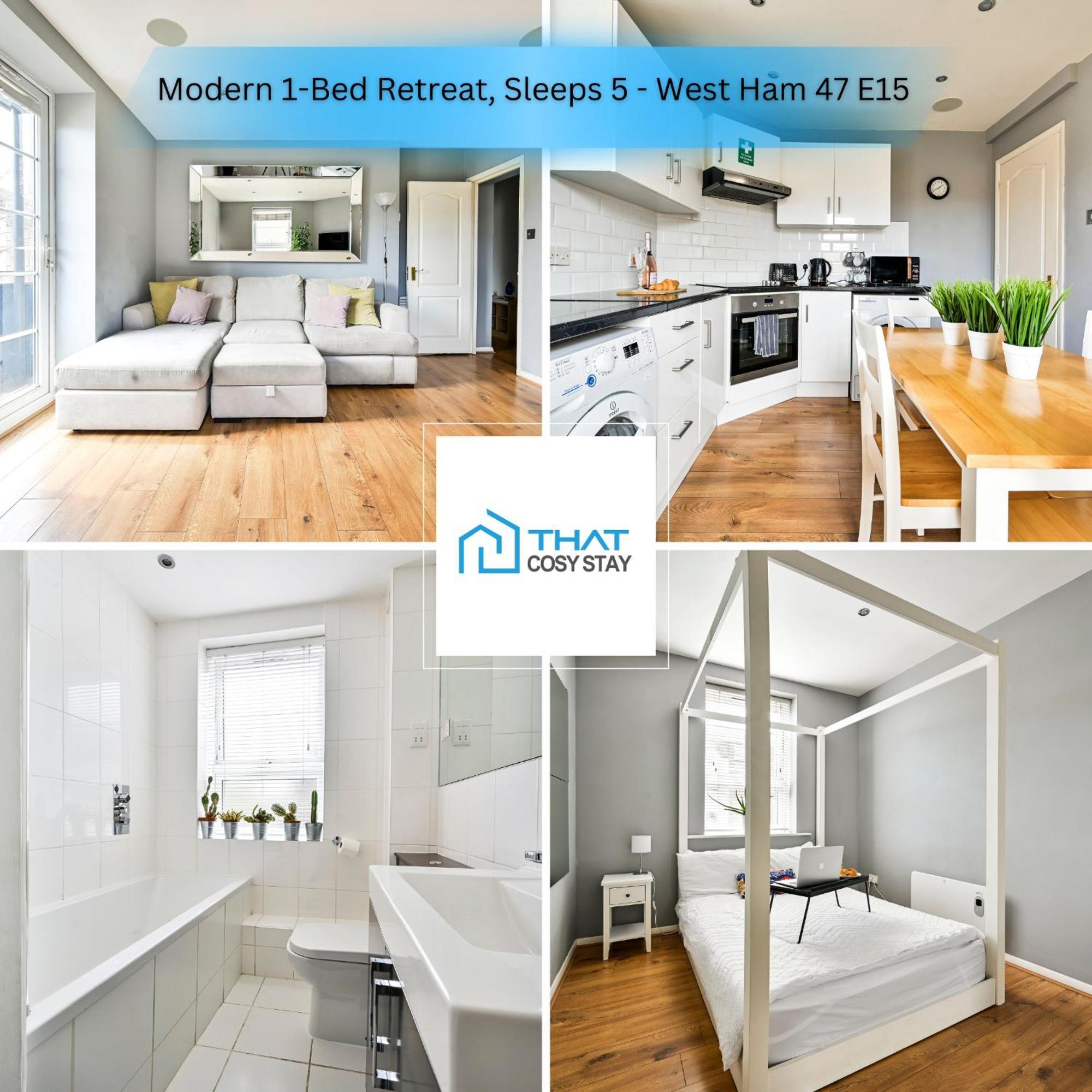 Lägenhet Cosy 1-Bed E15, Sleeps 4, 1 Min From Tube Station Near O2 Arena